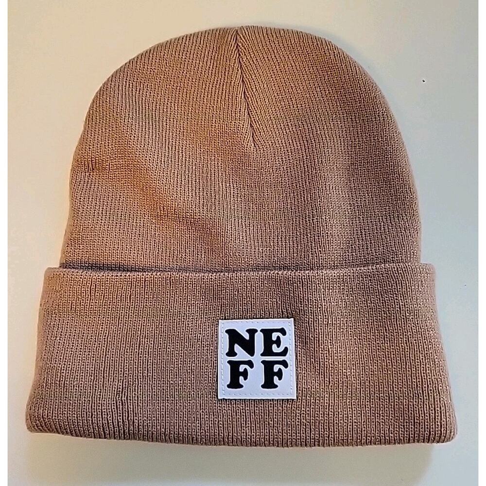 NEFF Headwear Lawrence Camel Brown Fold Knit Beanie Hat Men's One Size